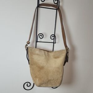 Coach Suede 9187 Vintage Legacy Leather Duffle Bucket Purse Hobo Camel